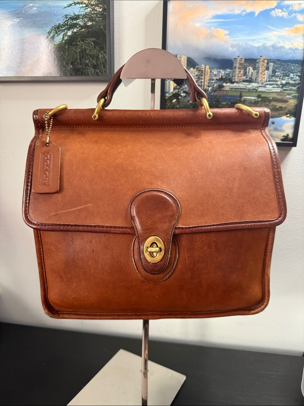 Coach Willis Vintage British Tan Handbag with Callouts